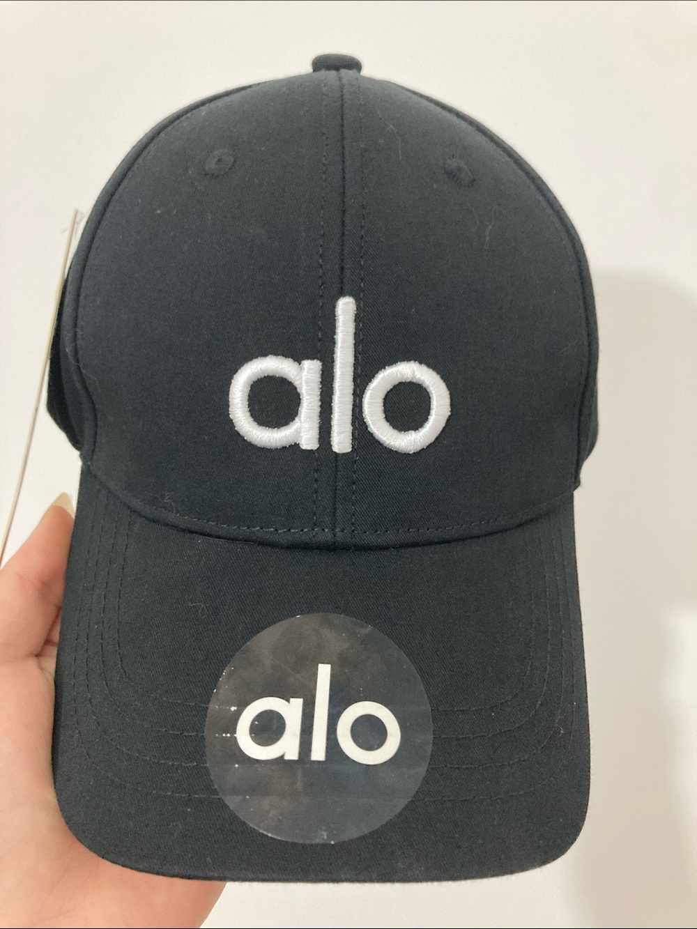 ALO Yoga Kids Black Hat with White Logo